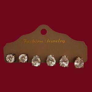 3/$30 VIESTE Crystal Round and Teardrop Post Earrings